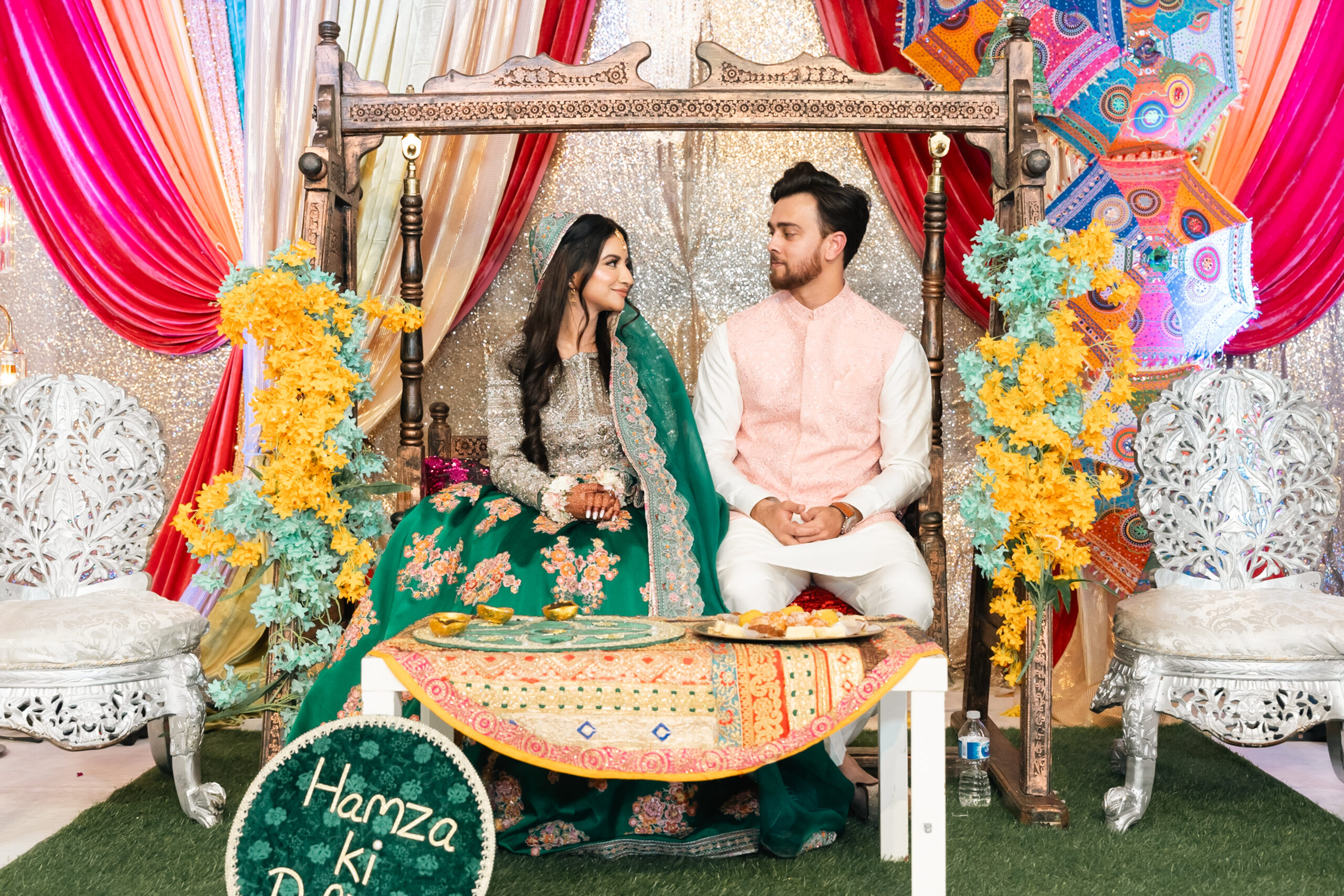 Hamza-Namoos-Couple-Seated-Mehndi-Stage-Swing-GTA