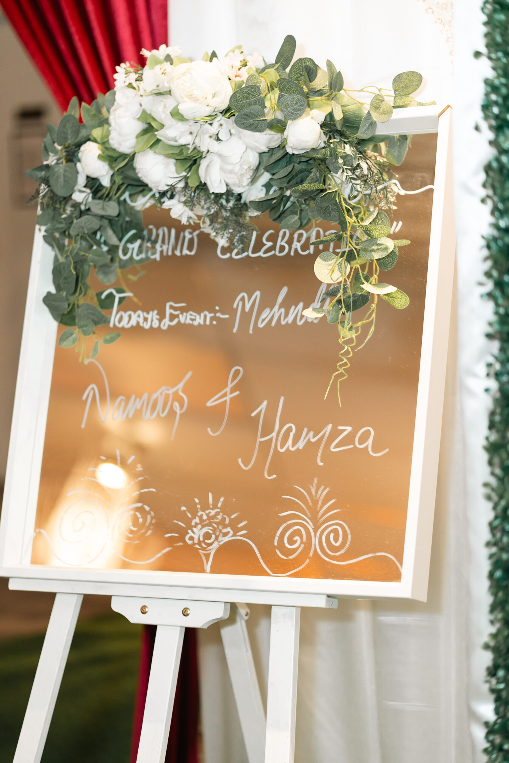 Hamza-Namoos-Mehndi-Welcome-Mirror-Sign-Grand-Celebration-Hall